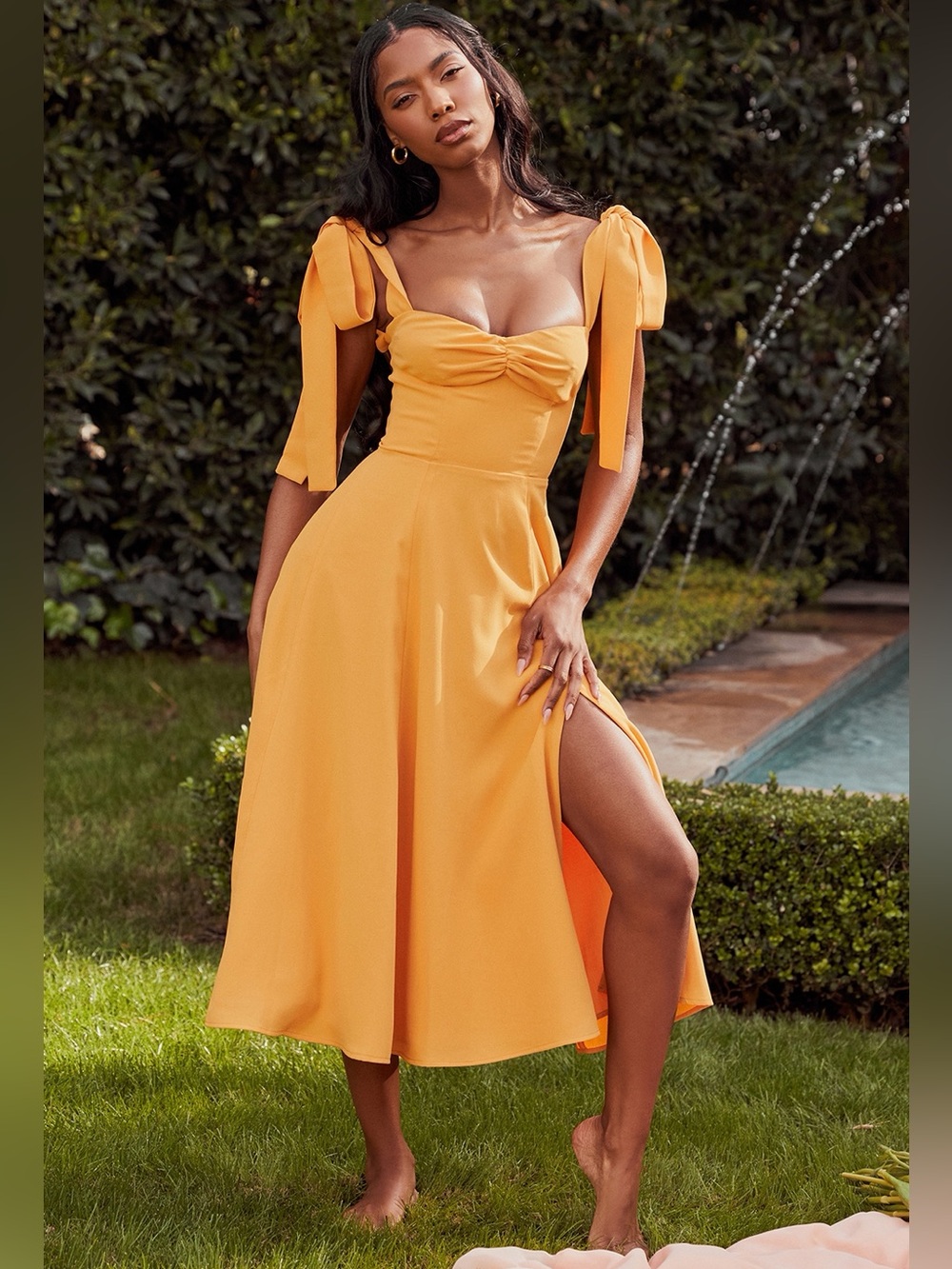 House of CB Alicia Midi Dress in Tangerine size S